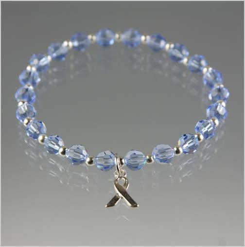 Periwinkle esophageal cancer awareness bracelet in sterling silver and crystal
