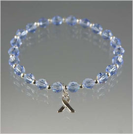 Periwinkle esophageal cancer awareness bracelet in sterling silver and crystal