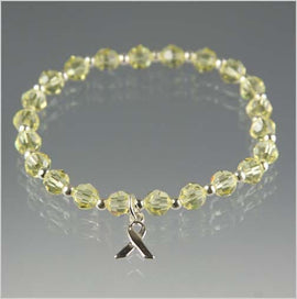 Yellow liver cancer awareness bracelet in sterling silver and crystal