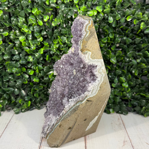 Large 7" Amethyst Crystal Geode Portal with Multiple Calcites