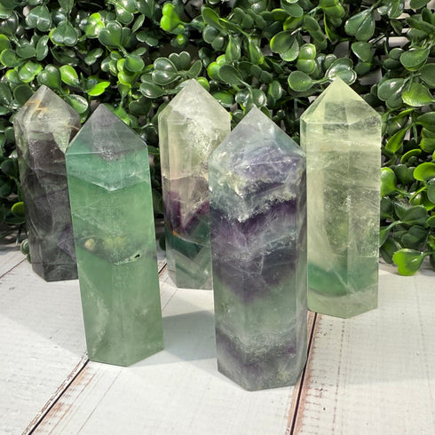 3" Rainbow Fluorite Towers — Unique Options