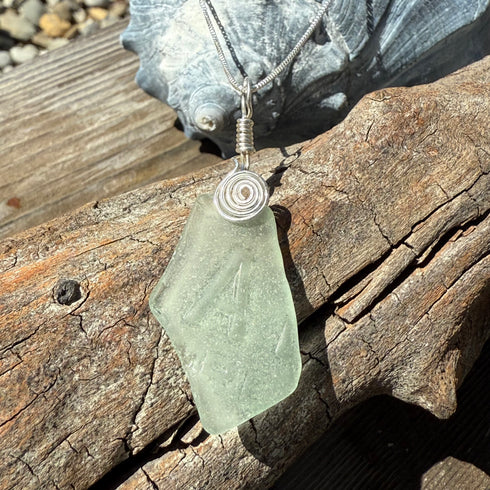 Cape May Sea Glass “Letter A” Sterling Silver Pendant