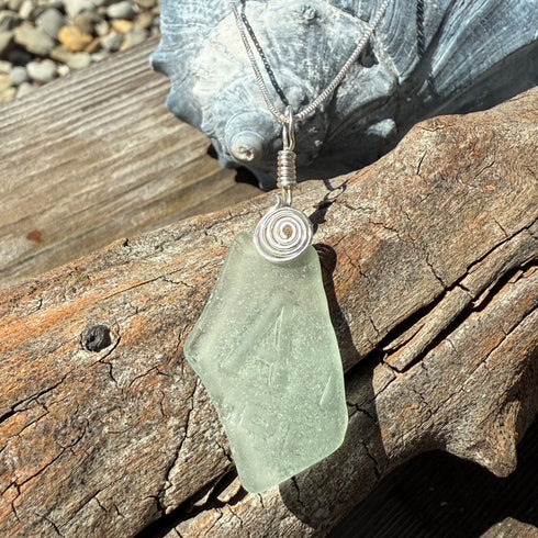 Cape May Sea Glass “Letter A” Sterling Silver Pendant