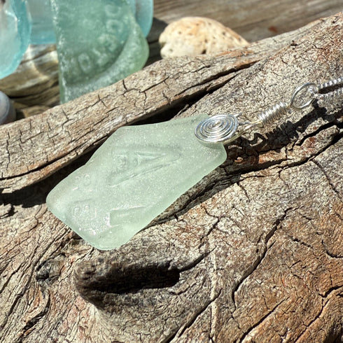 Cape May Sea Glass “Letter A” Sterling Silver Pendant