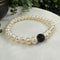 Cultured Freshwater Pearl Bracelet with Black Crystal Accent