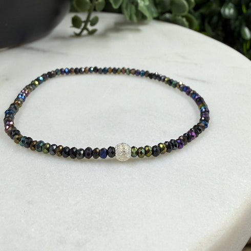 Rainbow Spinel Bracelet with Sparkly Silver Accent