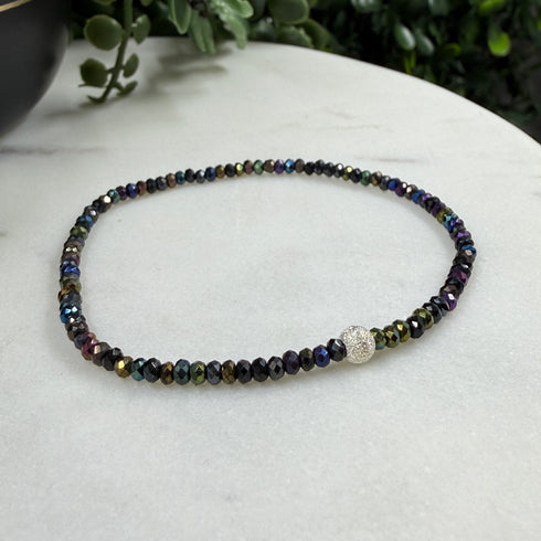 Rainbow Spinel Bracelet with Sparkly Silver Accent