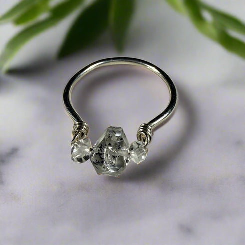 Herkimer Diamond Trio Ring: Perfectly Imperfect Beauty