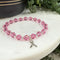 Breast Cancer Awareness Bracelet | Rose Crystal Beaded Sterling Silver Awareness Bracelets