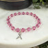Breast Cancer Awareness Bracelet | Rose Crystal Beaded Sterling Silver Awareness Bracelets