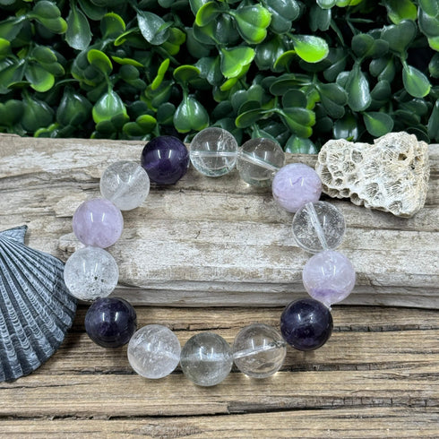 Chunky Quartz & Amethyst Stretch Bracelet Bracelets