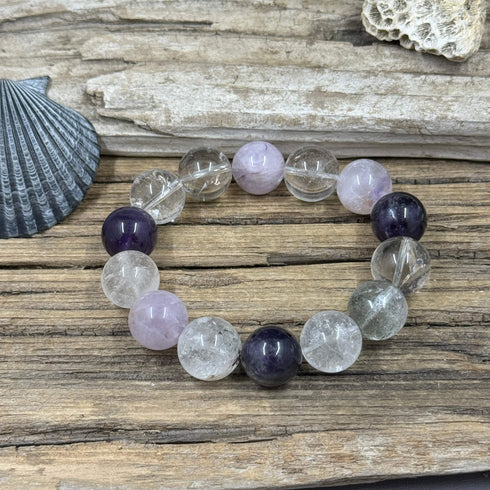 Chunky Quartz & Amethyst Stretch Bracelet Bracelets