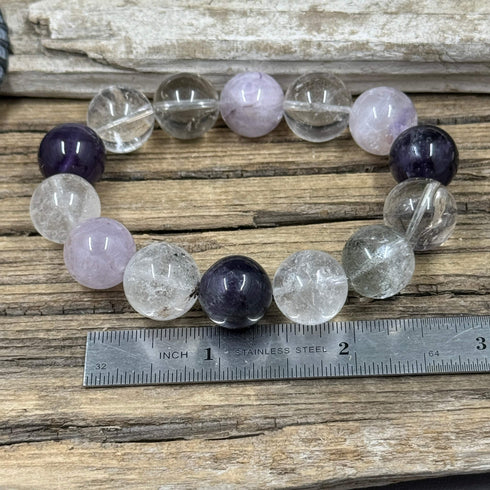 Chunky Quartz & Amethyst Stretch Bracelet Bracelets