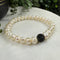 Cultured Freshwater Pearl Bracelet with Black Crystal Accent Bracelets