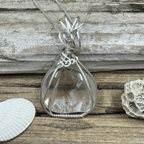 Cape May Diamond Pendant Hand-Polished & Wrapped in Sterling Silver Cape May Jewelry