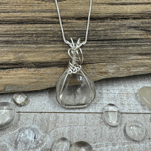 Cape May Diamond Pendant Hand-Polished & Wrapped in Sterling Silver Cape May Jewelry