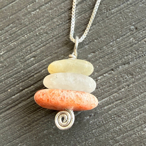 Cape May Diamond Raw Stone Stacker Necklace 925 Sterling Silver 16" Cape May Jewelry