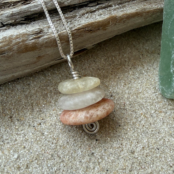 Cape May Diamond Raw Stone Stacker Necklace 925 Sterling Silver 16" Cape May Jewelry