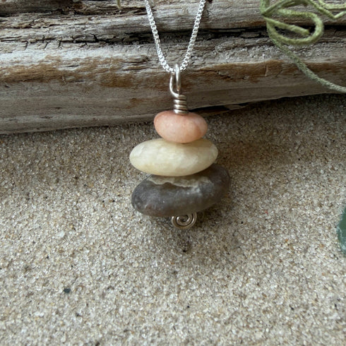 Cape May Diamond Raw Stone Stacker Necklace with Smoky Quartz 925 Sterling Silver 16" Cape May Jewelry