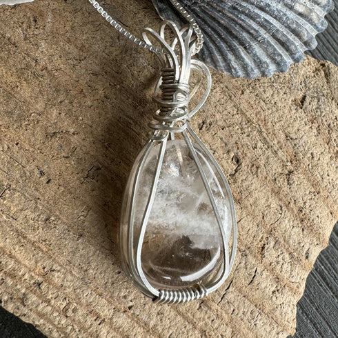 Cape May Diamond Sterling Silver Wired Wrapped Pendant Cape May Jewelry