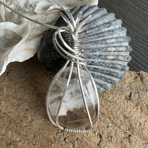 Cape May Diamond Sterling Silver Wired Wrapped Pendant Cape May Jewelry