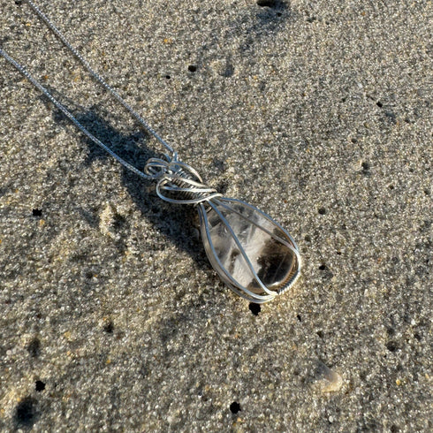 Cape May Diamond Sterling Silver Wired Wrapped Pendant Cape May Jewelry