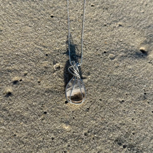 Cape May Diamond Sterling Silver Wired Wrapped Pendant Cape May Jewelry