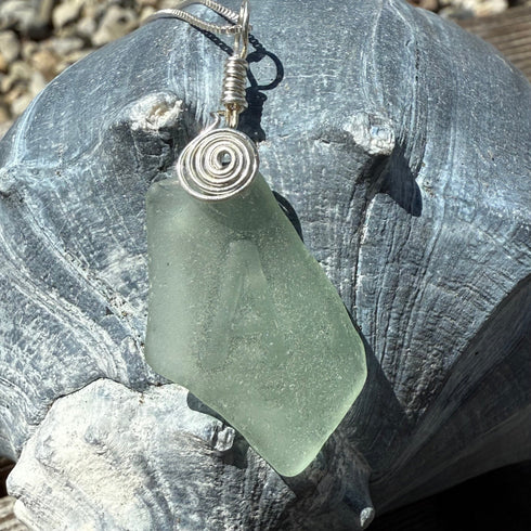 Cape May Sea Glass “Letter A” Sterling Silver Pendant Cape May Jewelry