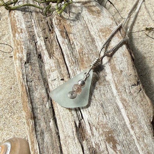 Cape May Sea Glass Sunstone Pendant Necklace Cape May Jewelry
