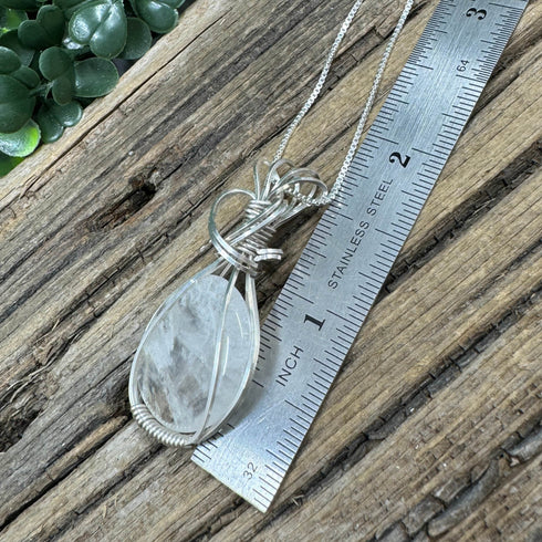 Luxurious Sterling Silver Wire-Wrapped Cape May Diamond Necklace - Artisan Finish Cape May Jewelry