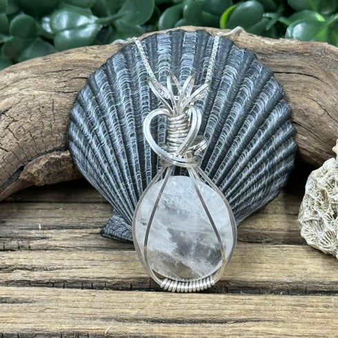 Luxurious Sterling Silver Wire-Wrapped Cape May Diamond Necklace - Artisan Finish Cape May Jewelry