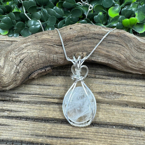 Luxurious Sterling Silver Wire-Wrapped Cape May Diamond Necklace - Artisan Finish Cape May Jewelry