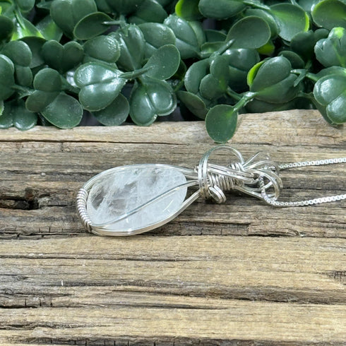 Luxurious Sterling Silver Wire-Wrapped Cape May Diamond Necklace - Artisan Finish Cape May Jewelry