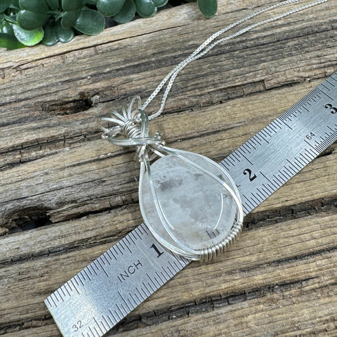 Luxurious Sterling Silver Wire-Wrapped Cape May Diamond Necklace - Artisan Finish Cape May Jewelry