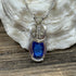 Vintage Blue Glass Gemstone Wire-wrapped Pendant Charms & Pendants