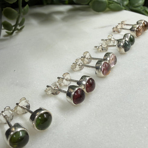 5mm Tourmaline & Sterling Silver Bezel Stud Earrings Earrings
