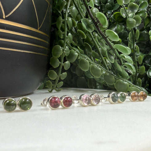 5mm Tourmaline & Sterling Silver Bezel Stud Earrings Earrings