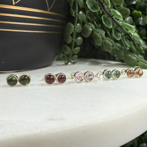 5mm Tourmaline & Sterling Silver Bezel Stud Earrings Earrings