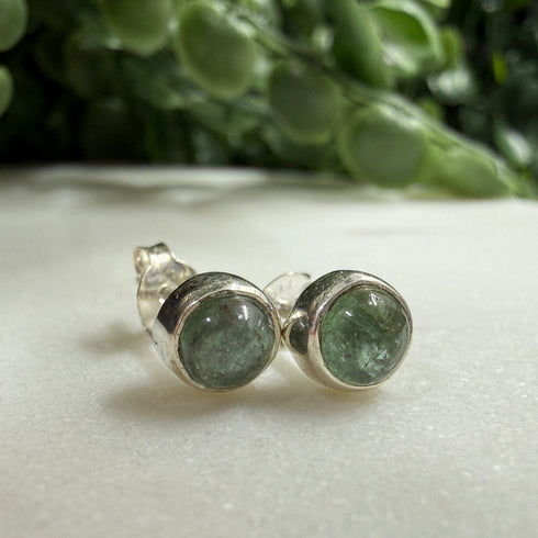 5mm Tourmaline & Sterling Silver Bezel Stud Earrings Earrings