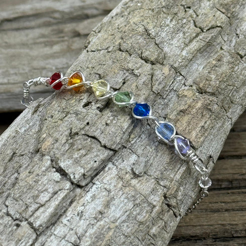 Chroma-Chic Rainbow Crystal Bracelet Earrings