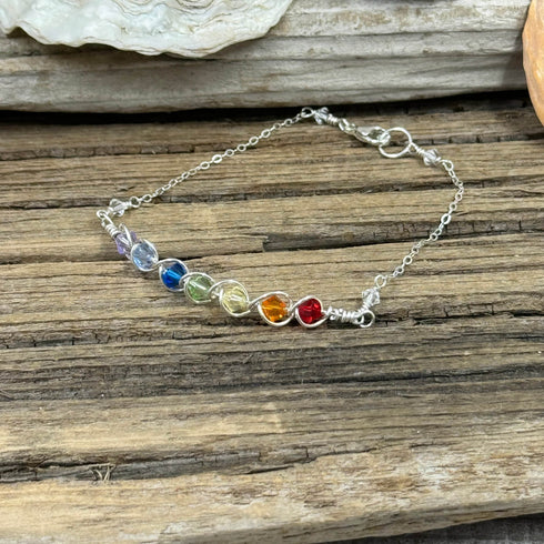 Chroma-Chic Rainbow Crystal Bracelet Earrings