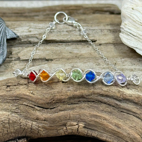 Chroma-Chic Rainbow Crystal Bracelet Earrings
