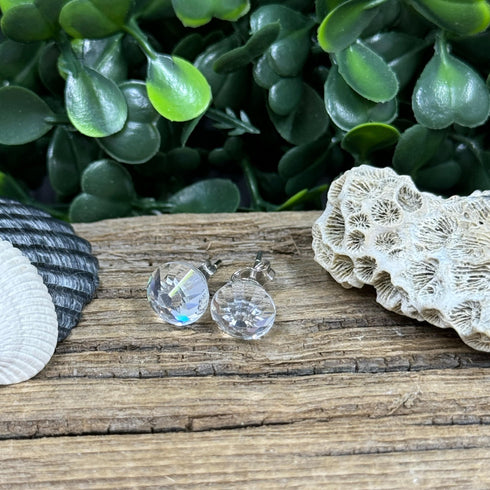 Clear Vintage Crystal Earrings on Sterling Silver Posts – 6mm Sparkle Earrings