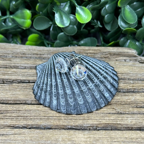 Clear Vintage Crystal Earrings on Sterling Silver Posts – 6mm Sparkle Earrings