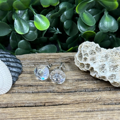 Clear Vintage Crystal Earrings on Sterling Silver Posts – 6mm Sparkle Earrings