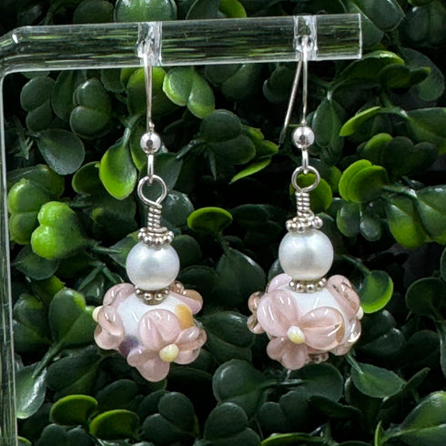 Enchanted Garden Flower Lampwork Glass Earrings Earrings