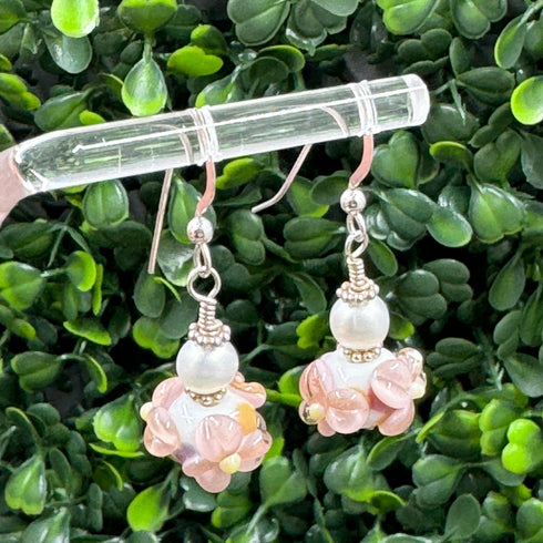 Enchanted Garden Flower Lampwork Glass Earrings Earrings