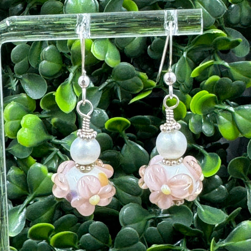 Enchanted Garden Flower Lampwork Glass Earrings Earrings
