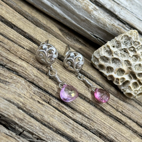 Enchanted Pink Mystic Topaz Briolette Earrings Earrings