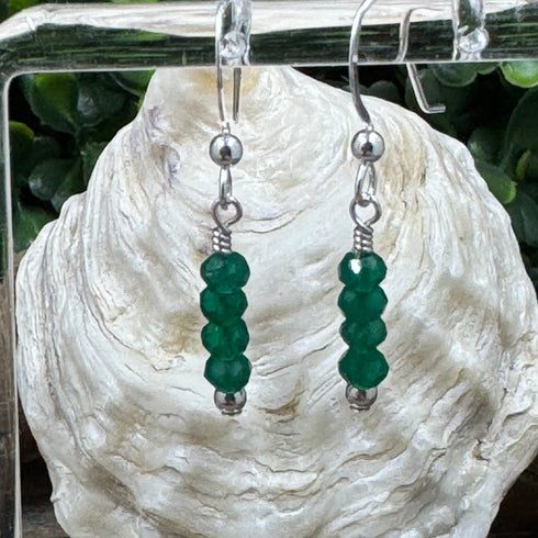Faceted Green Onyx Drop Earrings Earrings